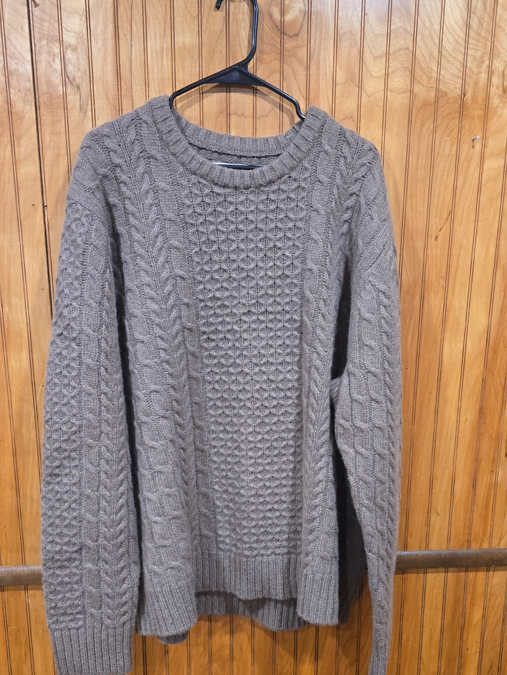 Duluth Trading Co Cable Knit Crewneck Sweater - 100% Shetland Wool Size 2XL